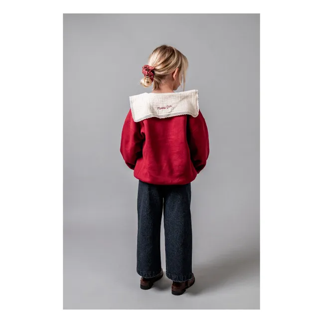Sweat Col Claudine Brodé Coton Bio | Bordeaux
