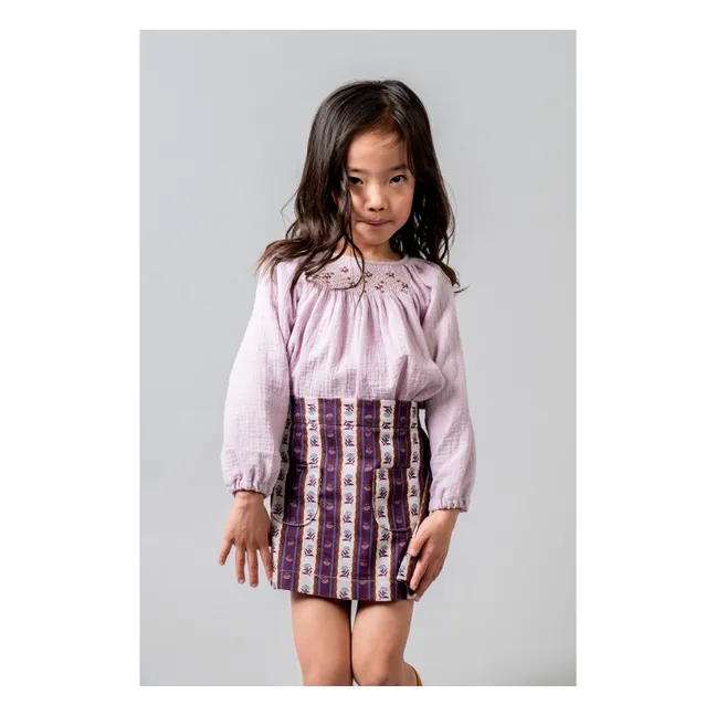 Blouse Brodée Coton Bio | Mauve