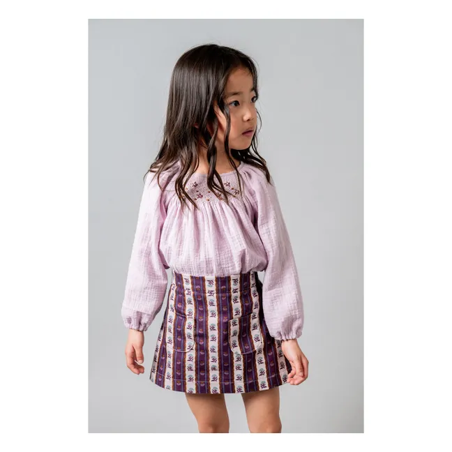 Blouse Brodée Coton Bio | Mauve