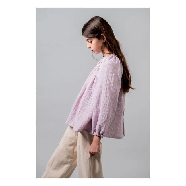 Blouse Brodée Coton Bio | Mauve