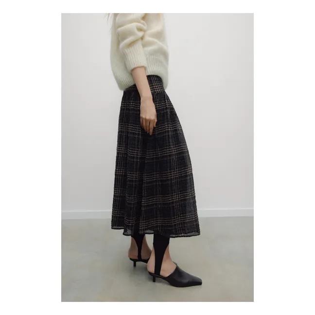Jupe Carreaux Aira Coton | Gris
