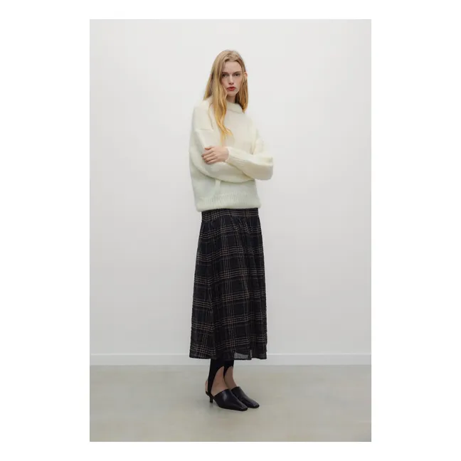 Jupe Carreaux Aira Coton | Gris