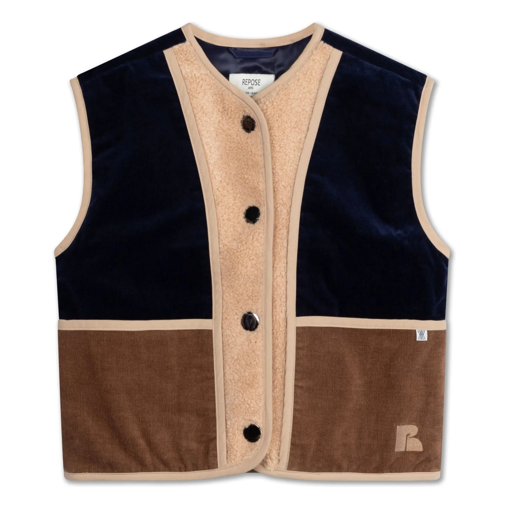 Repose Ams Beige Teddy Sherpa Sleeveless Jacket