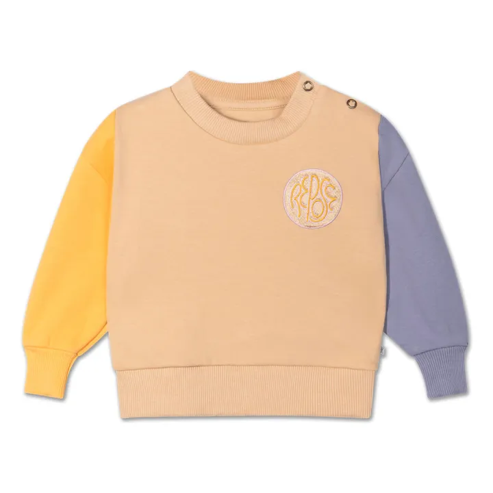 Sweat Crewneck Colorblock Baby Coton Bio | Beige- Image produit n°0