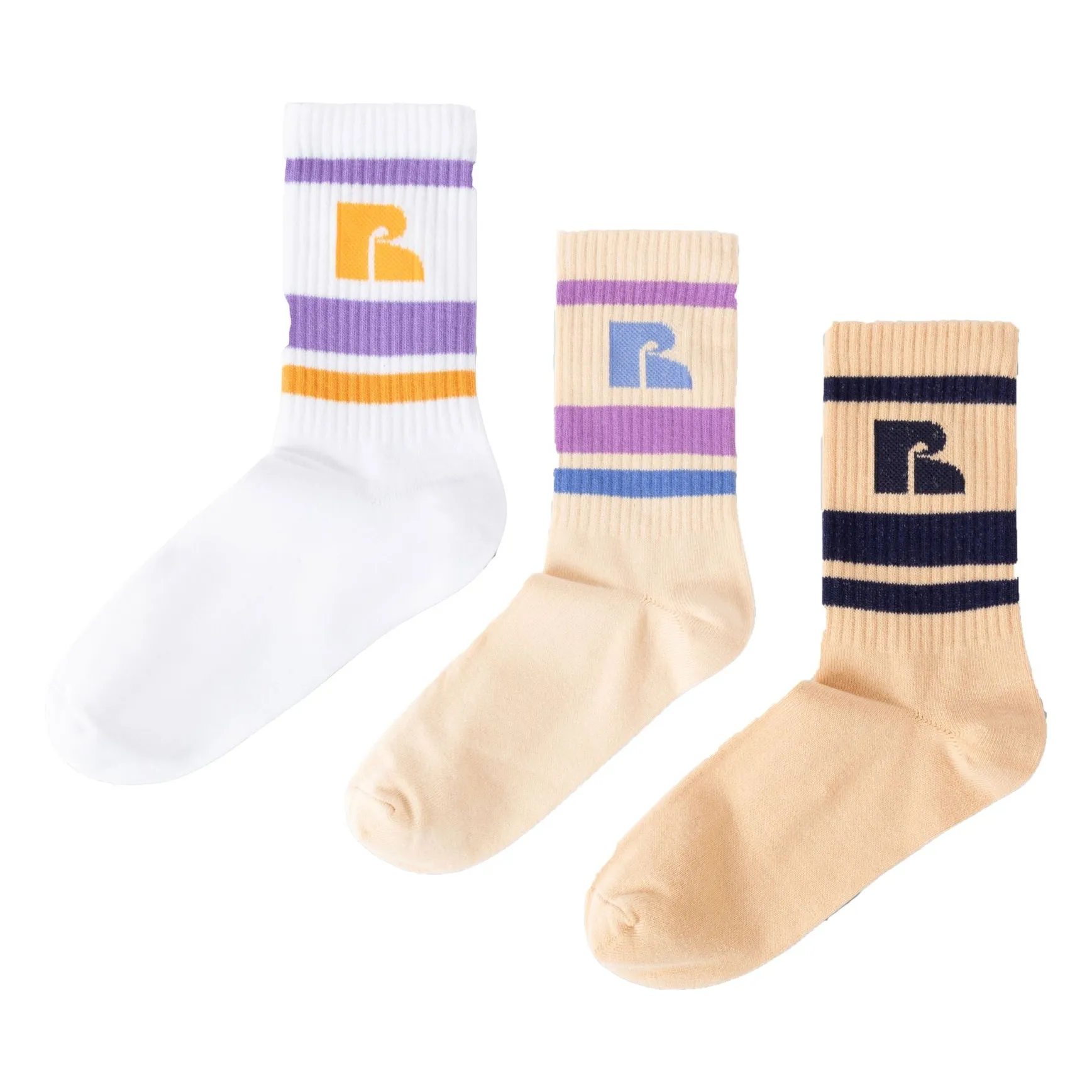 Repose Ams Beige Set Of 3 Logo Socks