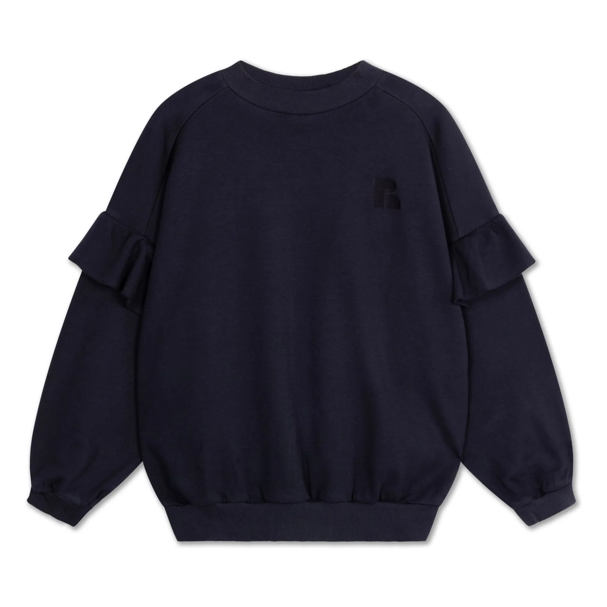 Repose Ams Navy Blue Organic Cotton Ruffled Sweatshirt