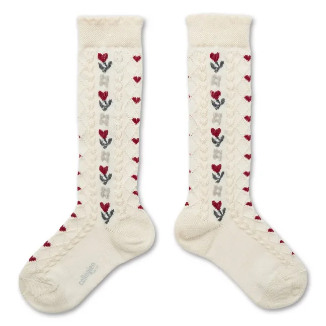 Chaussettes Hautes Désirée | Blanc cassé
