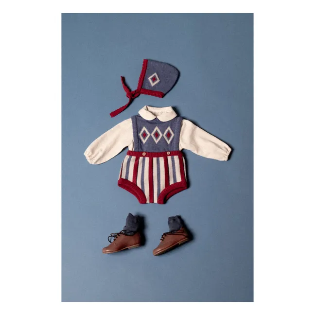 Barboteuse Argyle Laine Merinos | Bleu