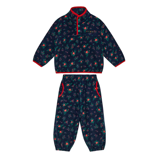 Ensemble Polaire Fleuri | Bleu marine