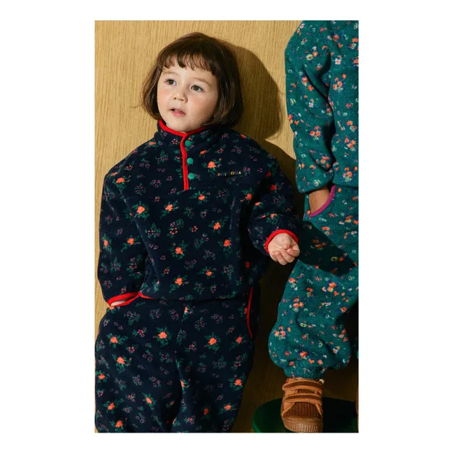 Ensemble Polaire Fleuri | Bleu marine