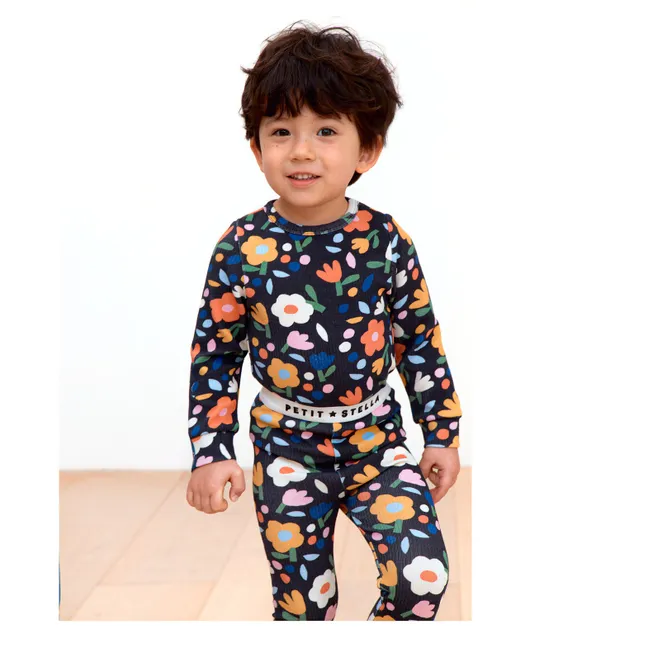 Pyjama Fleuri Coton Pima et Modal | Noir