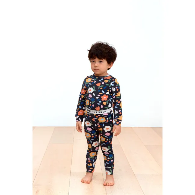Pyjama Fleuri Coton Pima et Modal | Noir