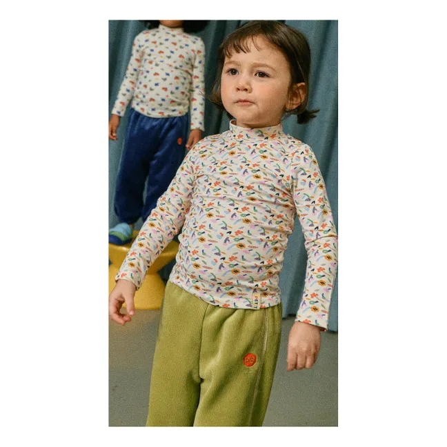 Pima cotton and Modal floral turtleneck | Cream