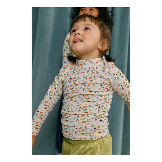 Pima cotton and Modal floral turtleneck | Cream