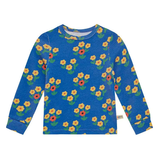 Pyjama Fleuri Coton Pima et Modal | Bleu
