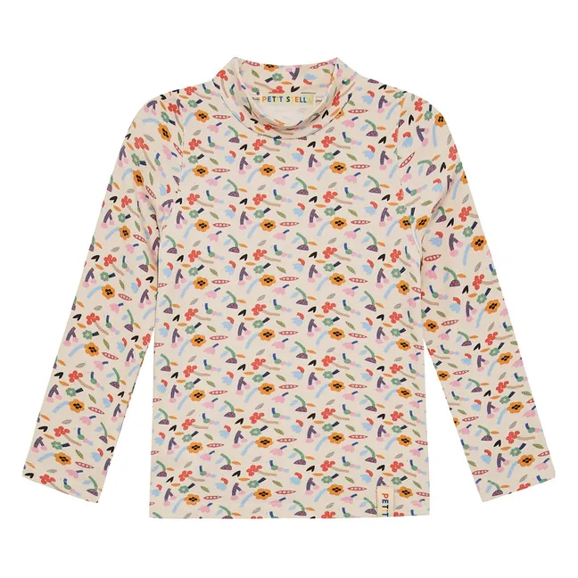 Pima cotton and Modal floral turtleneck | Cream