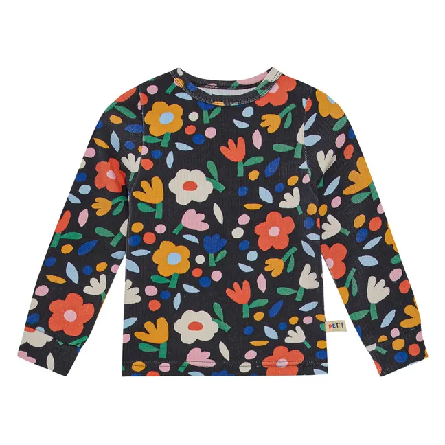 Pyjama Fleuri Coton Pima et Modal | Noir