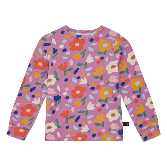 Pyjama Fleuri Coton Pima et Modal | Mauve