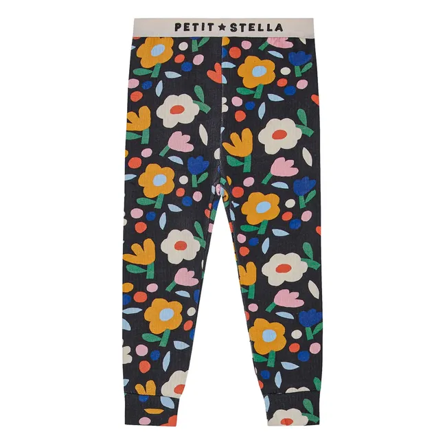 Pyjama Fleuri Coton Pima et Modal | Noir