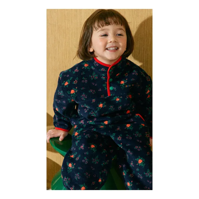 Ensemble Polaire Fleuri | Bleu marine