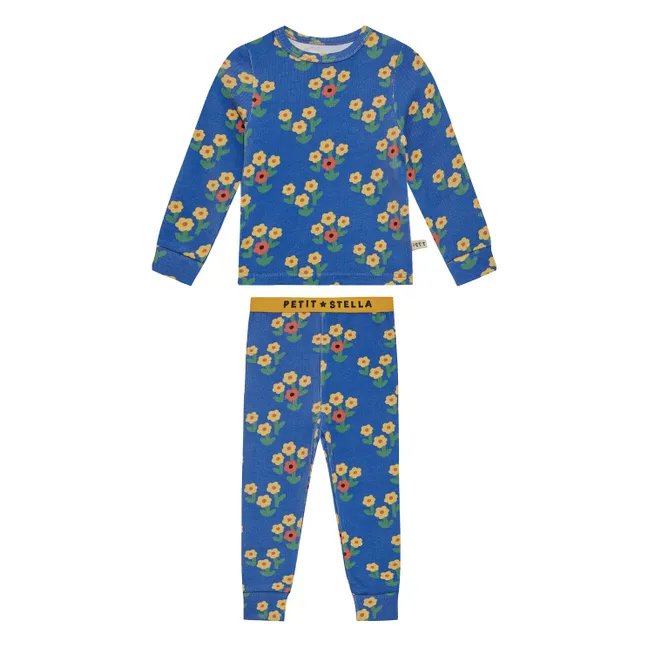 Pyjama Fleuri Coton Pima et Modal | Bleu