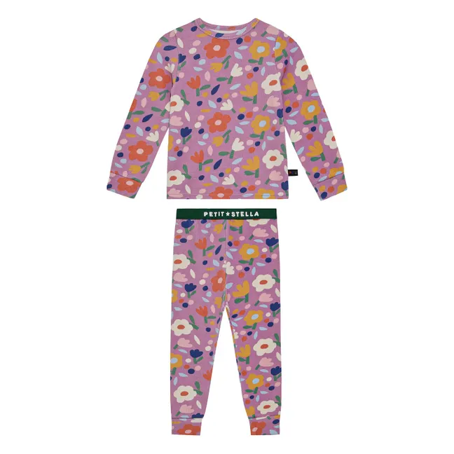 Pyjama Fleuri Coton Pima et Modal | Mauve