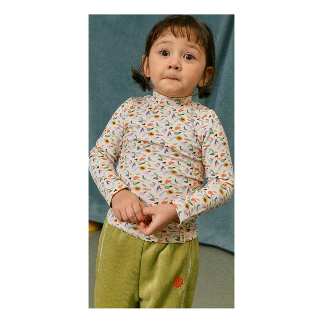 Pima cotton and Modal floral turtleneck | Cream