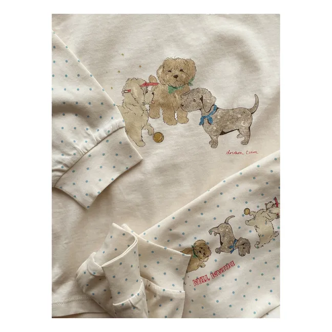 Ensemble T-shirt et Pantalon Chiots Coton Bio | Ecru