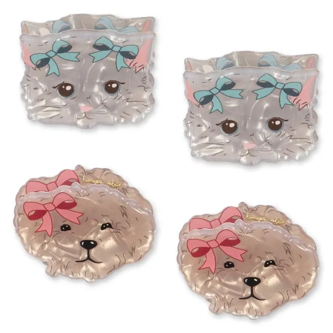 Lot de 4 Barrettes Animaux | Beige