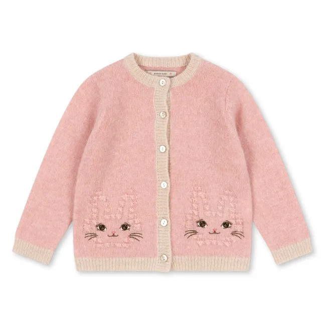 Gilet Chats Laine | Rose