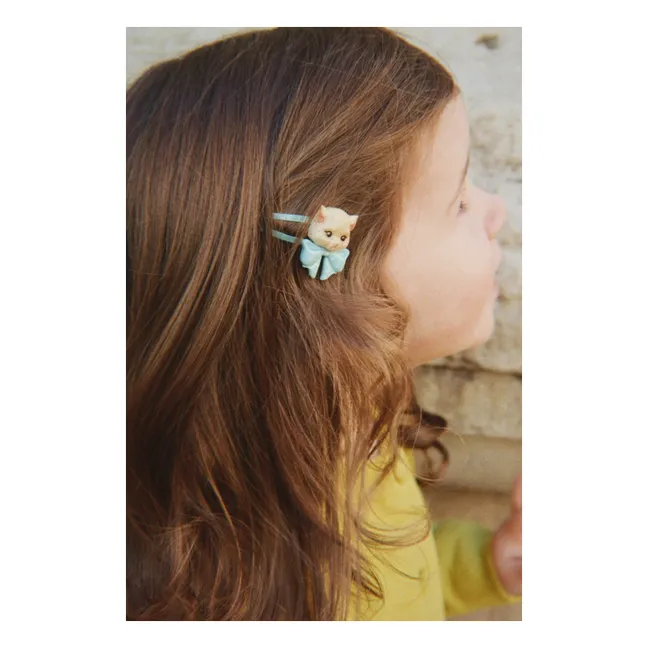 Ensemble Barrettes et Chouchous Chats | Bleu