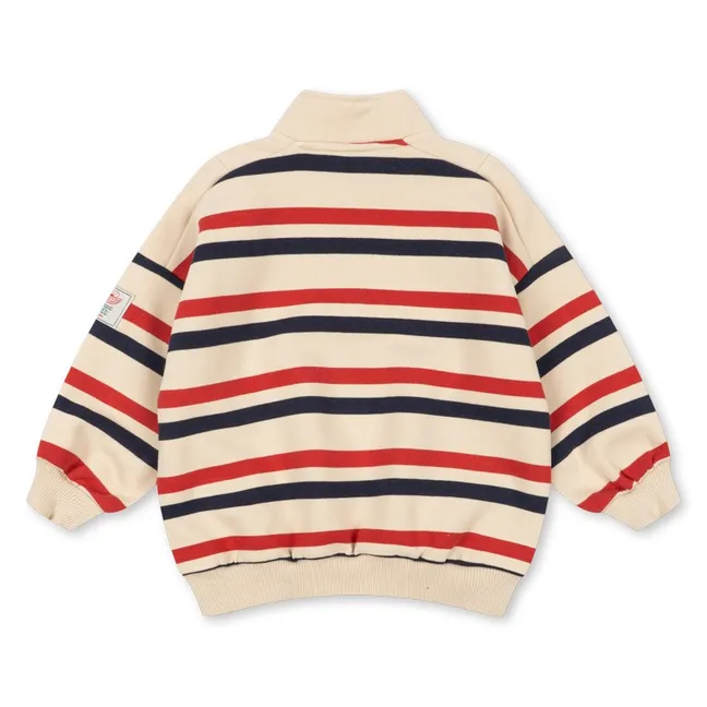 Sweat Zippé Loupy Rayé Coton Bio | Ecru