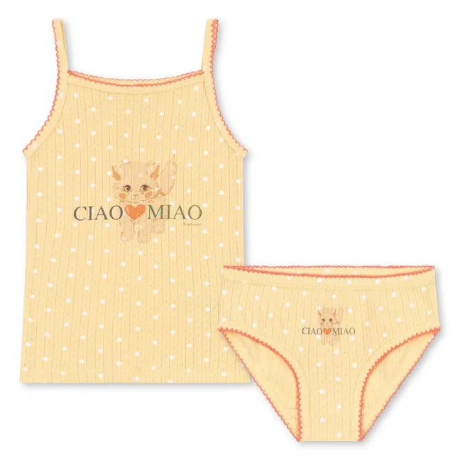 Ensemble Débardeur et Culotte Minnie Pois Coton Bio | Jaune