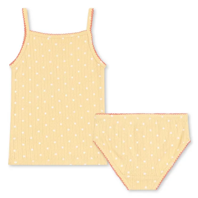 Ensemble Débardeur et Culotte Minnie Pois Coton Bio | Jaune