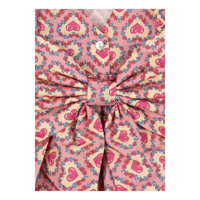 Robe Volants Cœurs Coton Bio | Rose