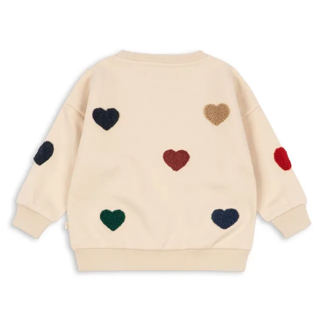 Sweat Lou Cœurs Coton Bio | Beige