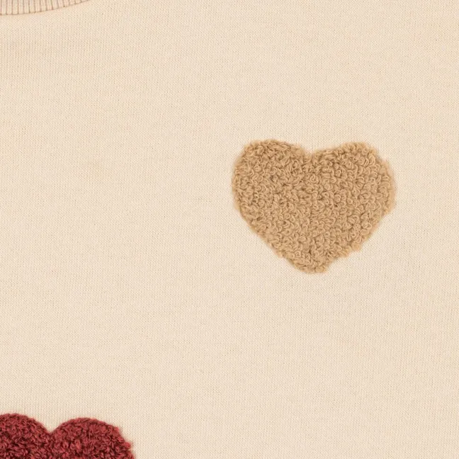 Sweat Lou Cœurs Coton Bio | Beige