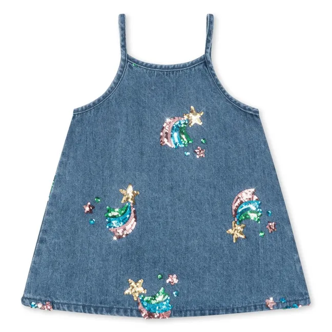 Robe Sequins Magot Denim Coton Bio | Bleu