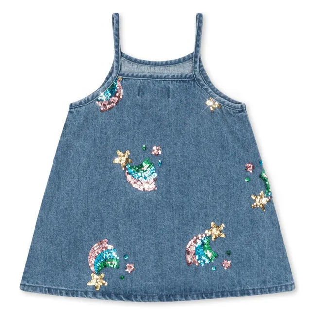 Robe Sequins Magot Denim Coton Bio | Bleu