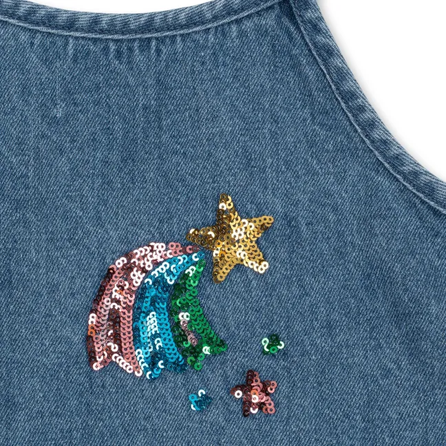 Robe Sequins Magot Denim Coton Bio | Bleu