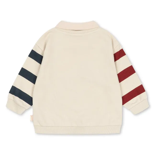 Sweat Col Polo Spotty Chien Coton Bio | Ecru