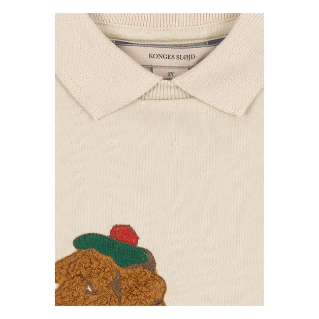 Sweat Col Polo Spotty Chien Coton Bio | Ecru