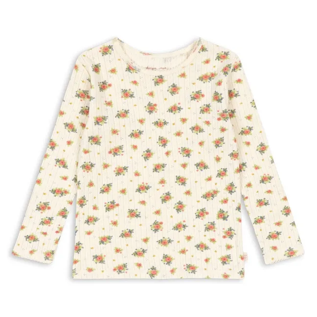 T-shirt Pointelle Minnie Fleuri Coton Bio | Ecru
