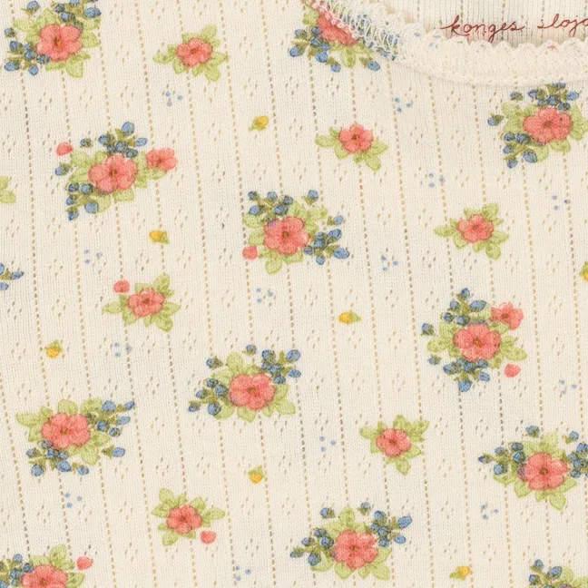 T-shirt Pointelle Minnie Fleuri Coton Bio | Ecru
