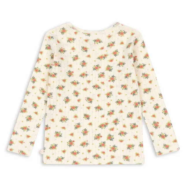 T-shirt Pointelle Minnie Fleuri Coton Bio | Ecru