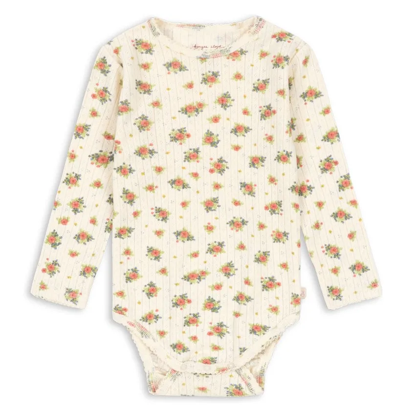 Body Pointelle Minnie Fleuri Coton Bio | Ecru- Image produit n°0