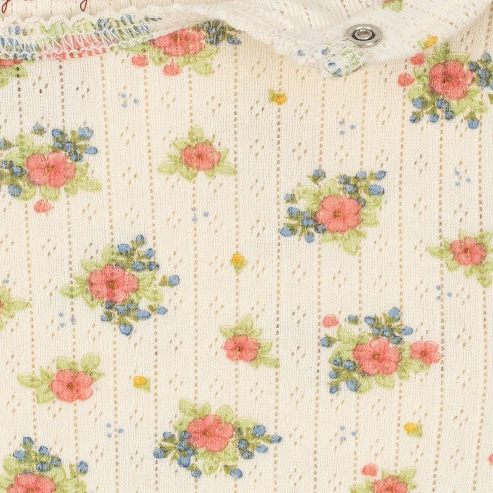 Body Pointelle Minnie Fleuri Coton Bio | Ecru- Image produit n°1