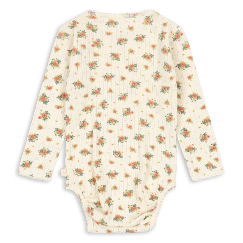 Body Pointelle Minnie Fleuri Coton Bio | Ecru- Image produit n°2