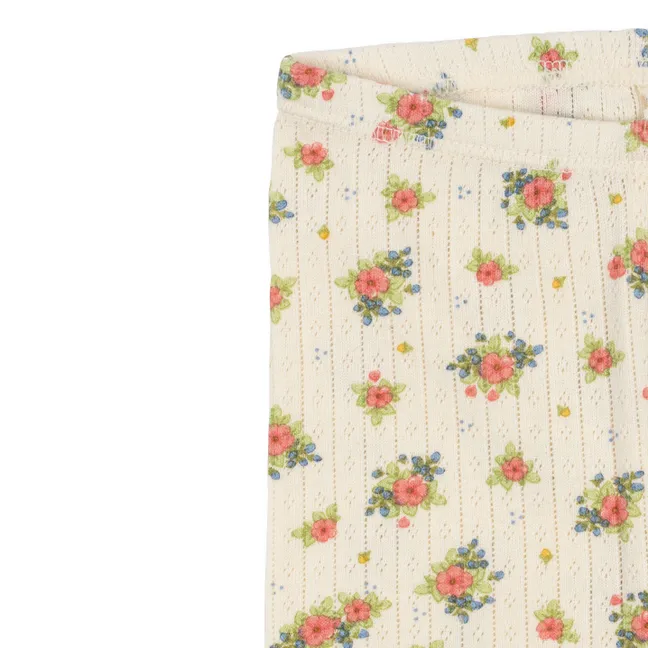 Legging Pointelle Minnie Fleuri Coton Bio | Ecru