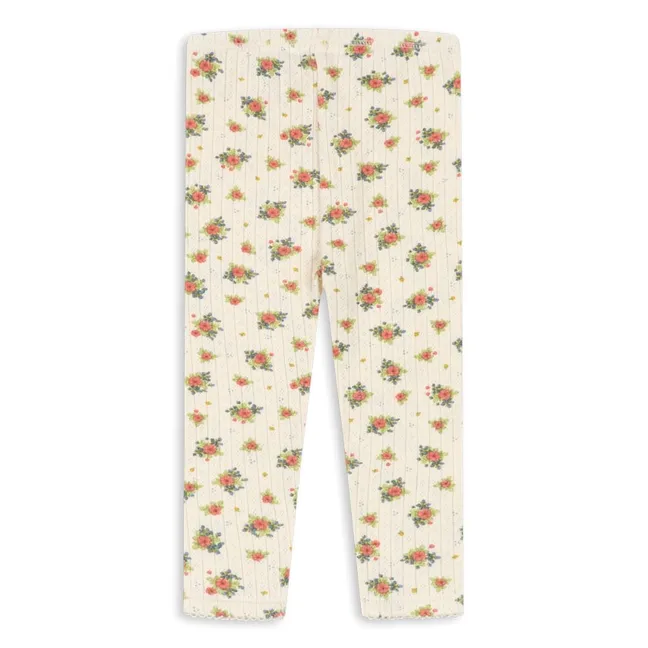 Legging Pointelle Minnie Fleuri Coton Bio | Ecru